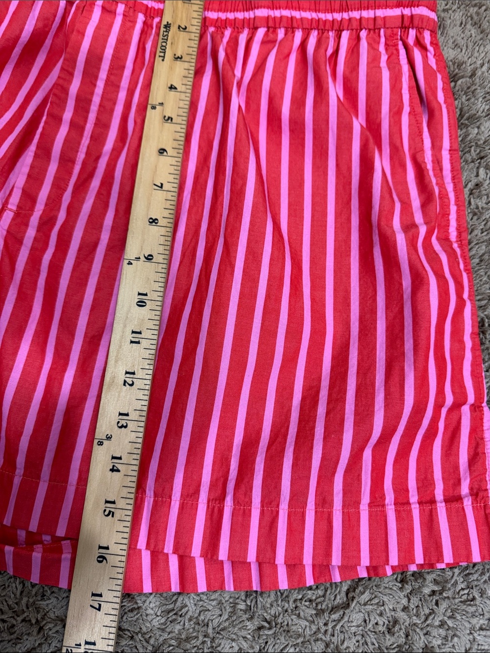 GAP Poplin Boxer Shorts Red Pink Striped Womens size XXL Casual Summer Lounge - Picture 9 of 9